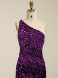 Sequins One-Shoulder Purple Beading Homecoming Short Dress