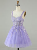 Lilac A-Line Off The Shoulder Short Homecoming Dress