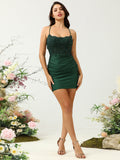 DarkGreen Glitter Halter Short Homecoming Dress