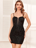 Bodycon Black Sequins Short Homecoming Dress