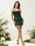 DarkGreen Glitter Halter Short Homecoming Dress