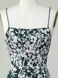 Bodycon Dark Green Spaghetti Straps Homecoming Dress With Appliques