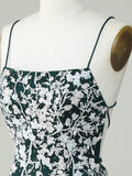 Bodycon Dark Green Spaghetti Straps Homecoming Dress With Appliques