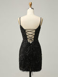 Bodycon Black Sequins Short Homecoming Dress