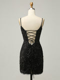 Black Sequins Bodycon Short Homecoming Dress