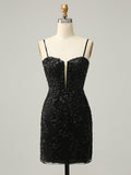 Bodycon Black Sequins Short Homecoming Dress