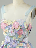 A-Line Lilac Corset Short Homecoming Dress with 3D Flowers
