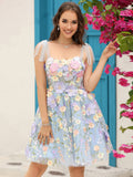 A-Line Lilac Corset Short Homecoming Dress with 3D Flowers