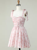 Blue A Line Lace Up Homecoming Dress