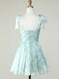 Blue A Line Lace Up Homecoming Dress