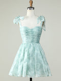 Blue A Line Lace Up Homecoming Dress