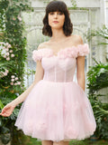Lilac Corset Strapless Short Tulle Homecoming Dress