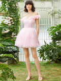 Lilac Corset Strapless Short Tulle Homecoming Dress