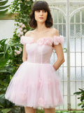 Lilac Corset Strapless Short Tulle Homecoming Dress