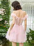 Lilac Corset Strapless Short Tulle Homecoming Dress