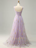 Lilac A Line Long Prom Dress with Appliques