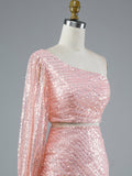 Sparkly Two Piece Set Pink Homecoming Short Dress