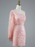 Sparkly Two Piece Set Pink Homecoming Short Dress