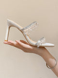 Crystal Pendant Rhinestone Stiletto Sandals