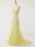 Mermaid Yellow Prom Dress Long Prom Dress