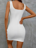 White U Neck Simple Sexy Short Graduation Dress