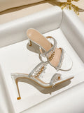 Crystal Pendant Rhinestone Stiletto Sandals