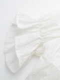 Short Puff Sleeves Cute White Aquare Collar Short Graduation Party Dress