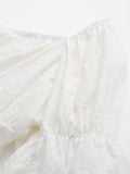 Short Puff Sleeves Cute White Aquare Collar Short Graduation Party Dress