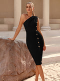White One Shoulder Midi Dress With Slit