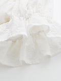 Short Puff Sleeves Cute White Aquare Collar Short Graduation Party Dress