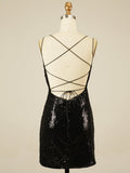 Sequins Black Halter Homecoming Short Dress