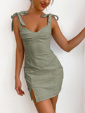 White V Neck Lace Up Sexy Short Graduation Dress