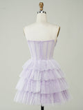 Lilac A Line Strapless Homecoming Dress