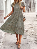 Black A Line Floral Long Boho Dress
