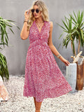 Yellow A Line Floral V Neck Long Dress