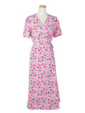 Yellow A Line Floral V Neck Long Summer Vacation Dress