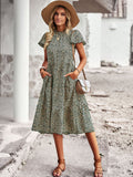 Black A Line Floral Long Boho Dress