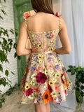 A Line Floral Beige Short Homecoming Dress With 3D Flowers