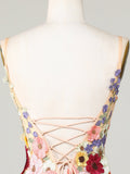 Deep V-Neck Champagne Short Homecoming Dress with 3D Flowers