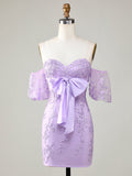 Lilac Lace Strapless Homecoming Dress