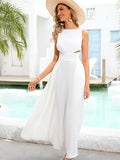 White A Line Cutout Backless Long Summer Vacation Dress