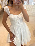 Embroidered Cutout White A Line Short Graduation Party Dress