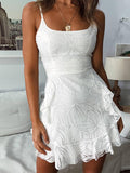 White A Line Short Graduation Party Sundress