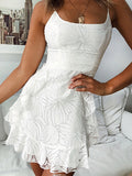 White A Line Short Graduation Party Sundress