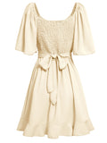 Apricot A Line Ruffles V Neck Short Graduation Party Dress