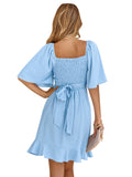 Apricot A Line Ruffles V Neck Short Graduation Party Dress