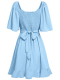 Apricot A Line Ruffles V Neck Short Graduation Party Dress