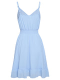 Sky Blue A Line V Neck Short Graduation Party Dress