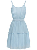 V Neck Sky Blue A Line Short Graduation Party Dress