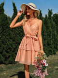 V Neck Sky Blue A Line Short Graduation Party Dress